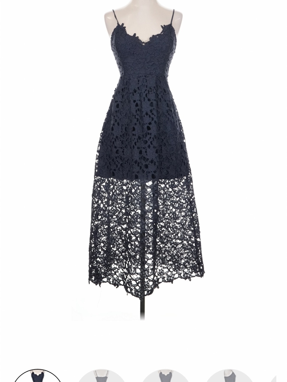 ASTR The Label Navy Blue Lace two tier Dress with floral pattern